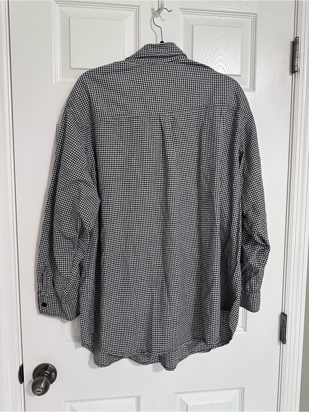 Studio Collection Woman Hallloween-Themed Black & White Gingham Button-Down - Picture 3 of 6
